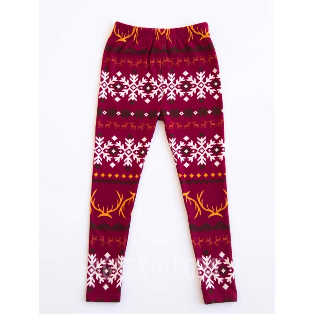 Agnes & Dora KIDS Leggings Reindeer Fair Isle Red